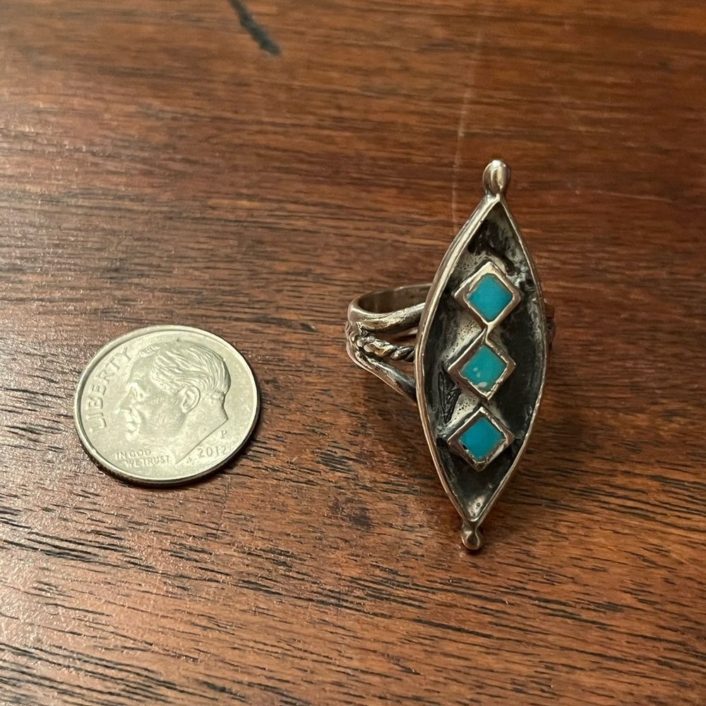 Native American vintage detailed sterling silver w/ turquoise – gently loved! 💕 - Picture 8 of 8